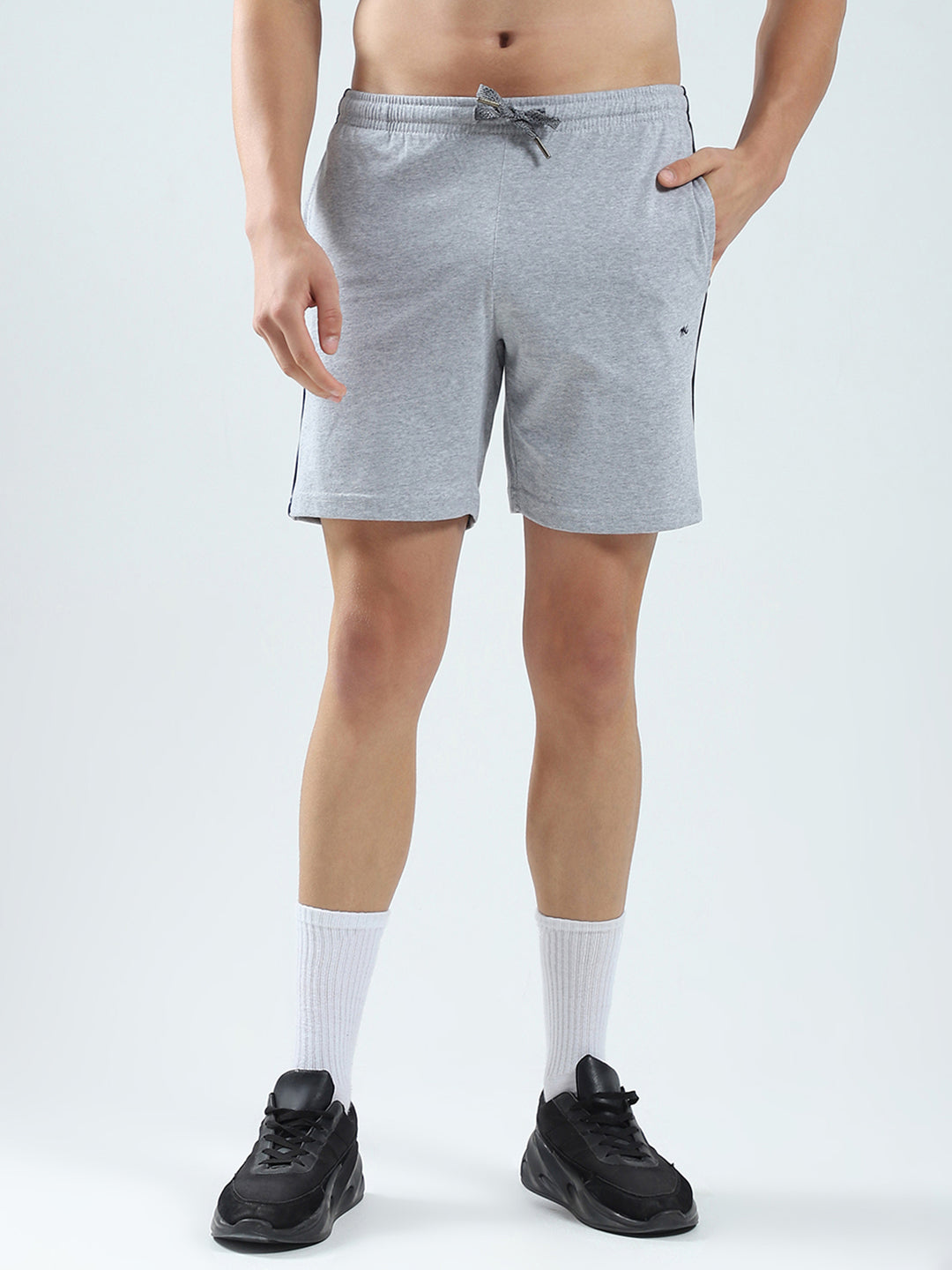 Men Grey Solid Regular Fit Bermuda