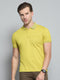 Men Yellow Solid Collar Half Sleeve T-Shirt