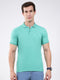 Men Green Solid Collar Half Sleeve T-Shirt