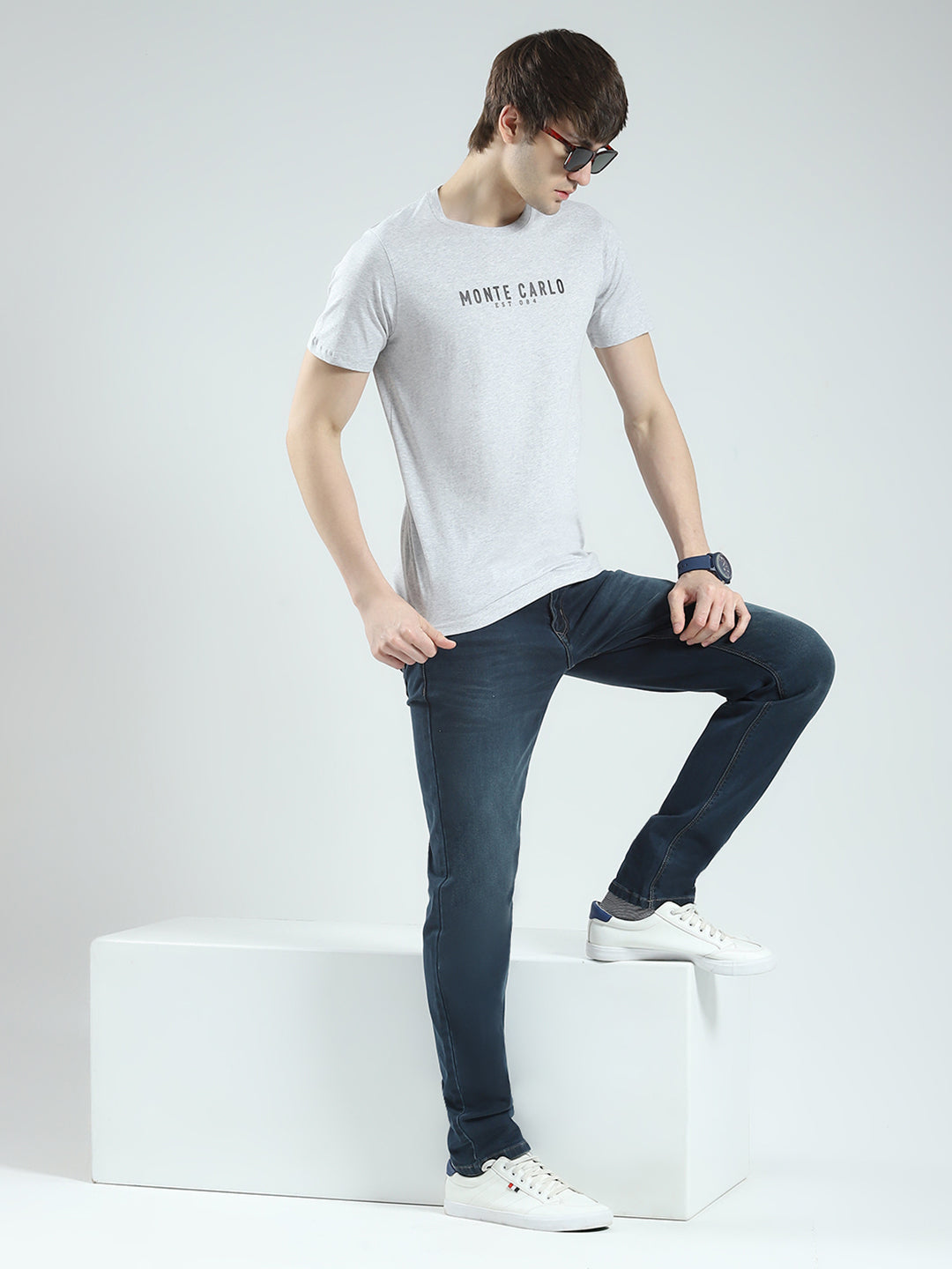 Men Grey Solid Round Neck Half Sleeve T-Shirt