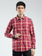 Men Red Check Collar Full Sleeve Shirt