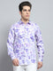 Men Purple Printed Collar Full Sleeve Shirt