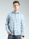 Men Blue Check Collar Full Sleeve Shirt