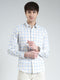 Men White Check Collar Full Sleeve Shirt