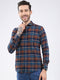 Men Brown Check Collar Full Sleeve Shirt