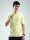 Men Yellow Self Design Round Neck Half Sleeve T-Shirt