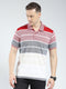 Men Red Stripe Collar Half Sleeve T-Shirt