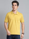 Men Yellow Printed Collar Half Sleeve T-Shirt