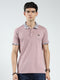 Men Pink Printed Collar Half Sleeve T-Shirt