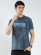 Men Blue Printed Round Neck Half Sleeve T-Shirt