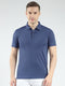 Men Blue Solid Collar Half Sleeve T-Shirt