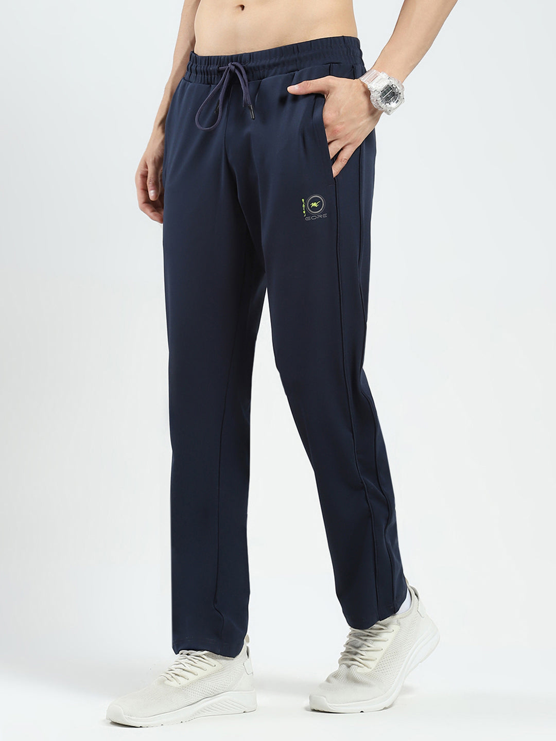 Men Navy Blue Solid Regular Fit Lower