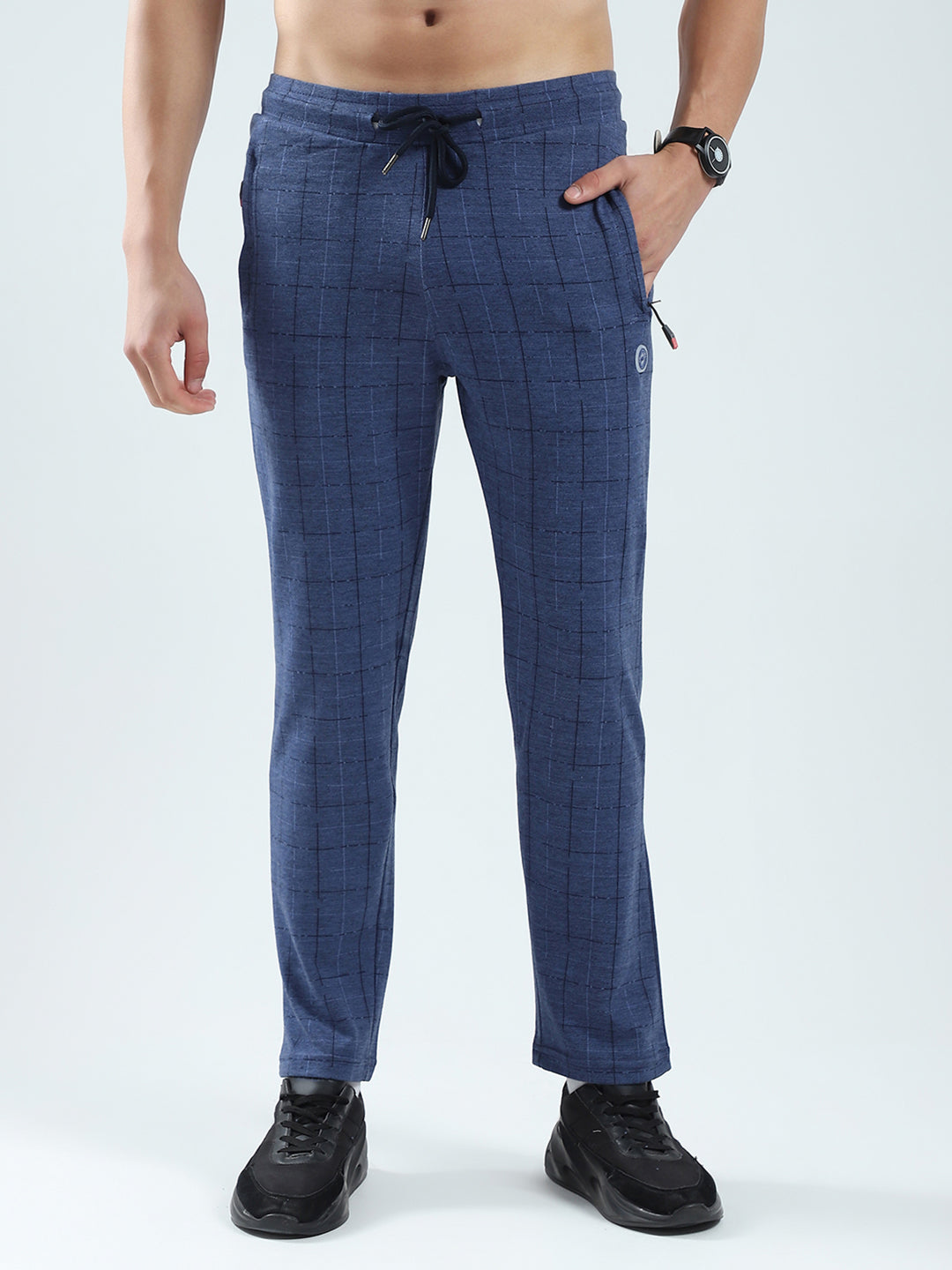 Men Blue Solid Regular Fit Lower
