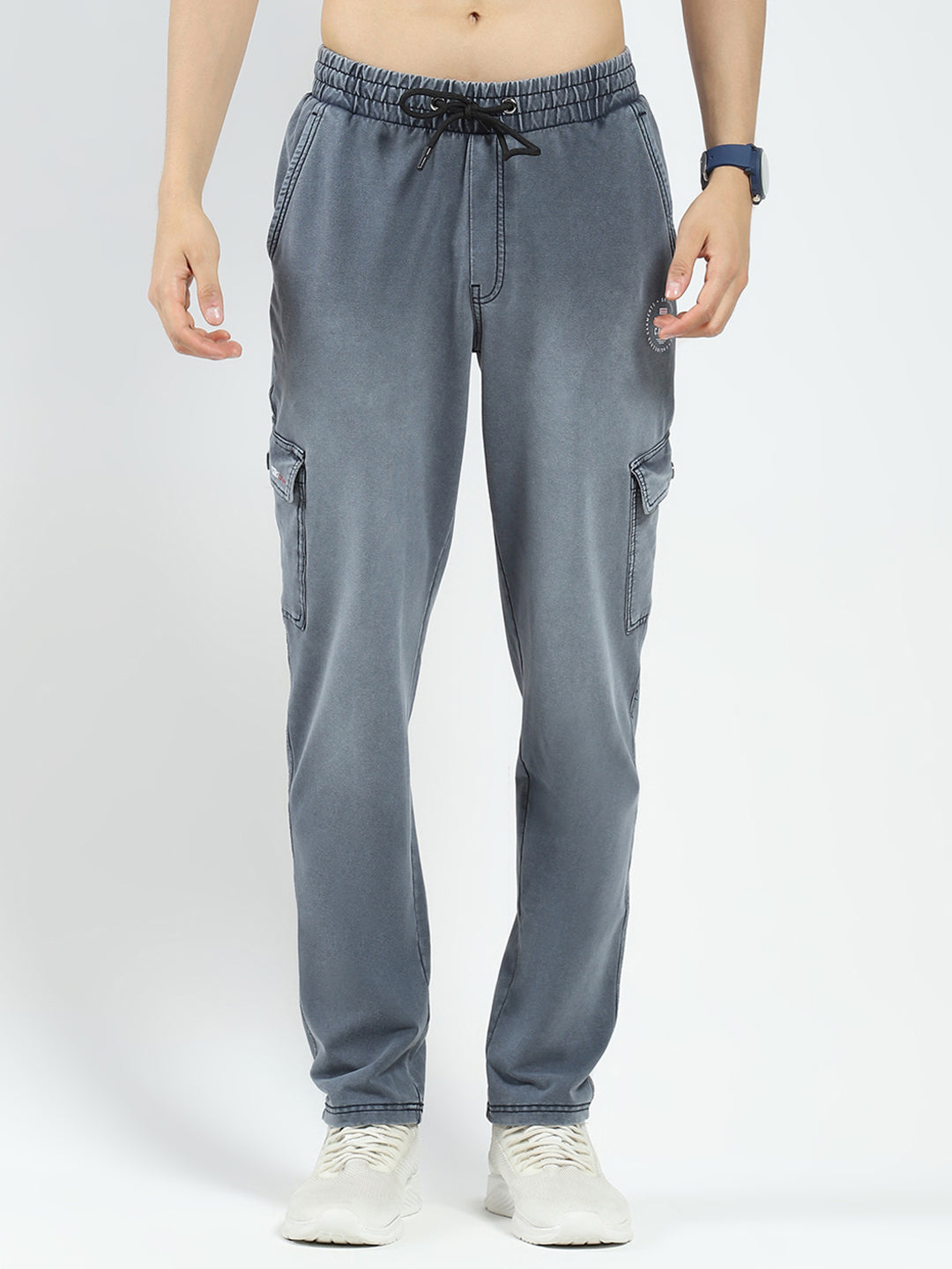 Men Grey Solid Regular Fit Lower