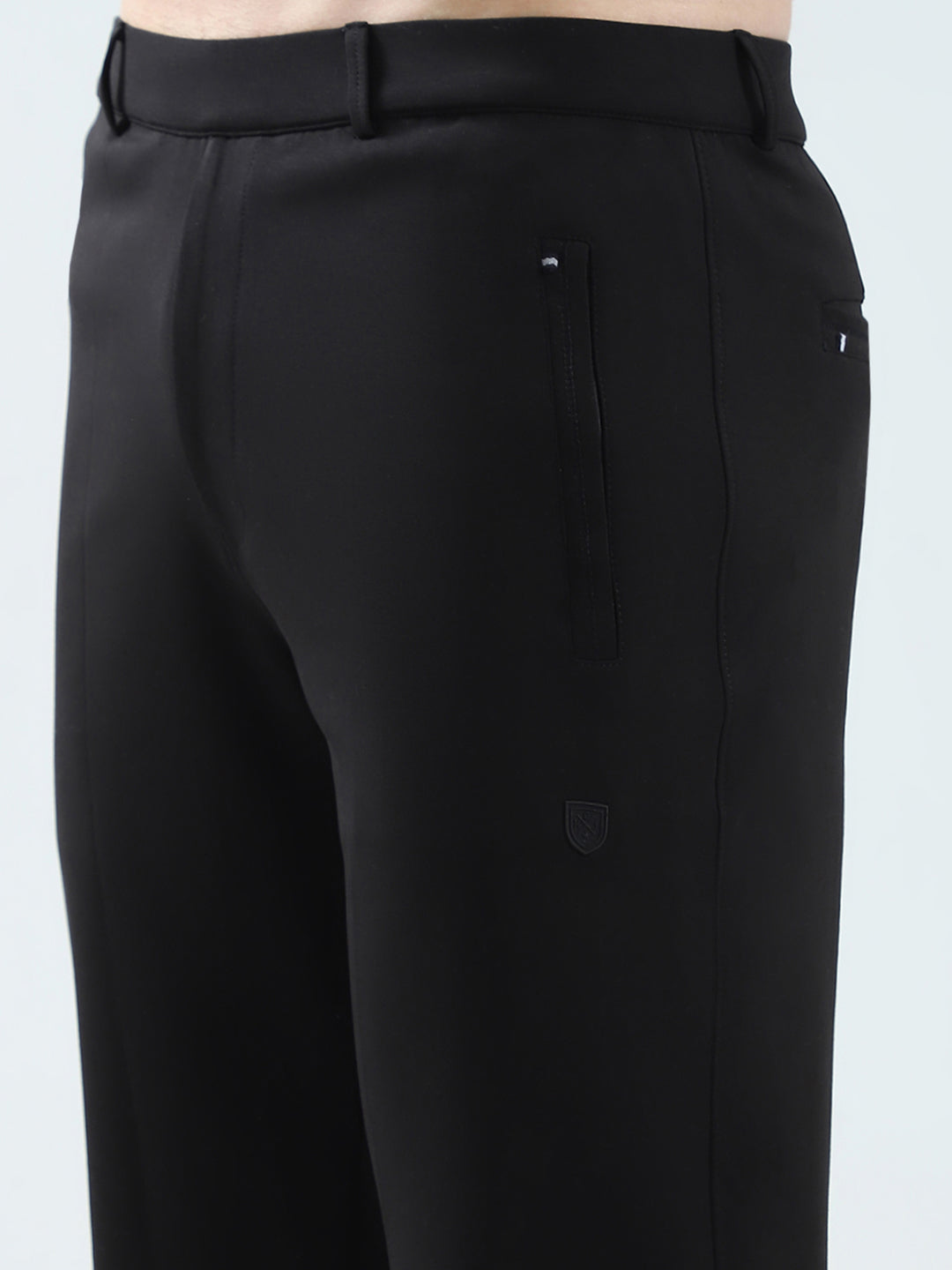 Men Black Solid Regular Fit Lower