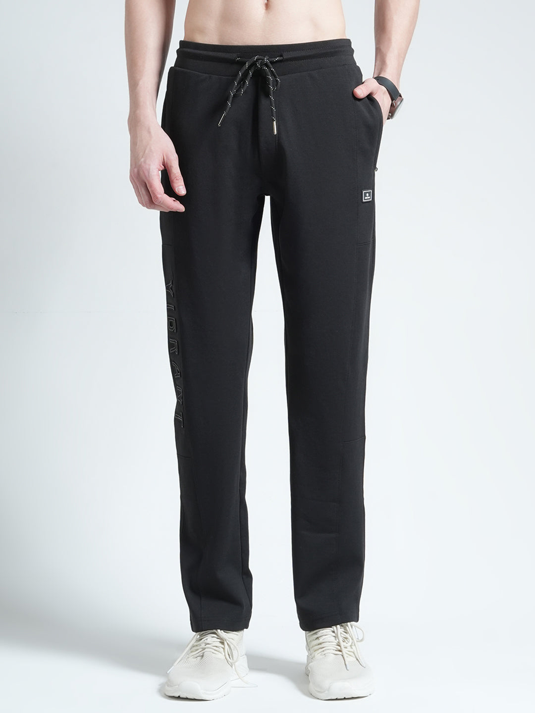 Men Black Solid Regular Fit Lower