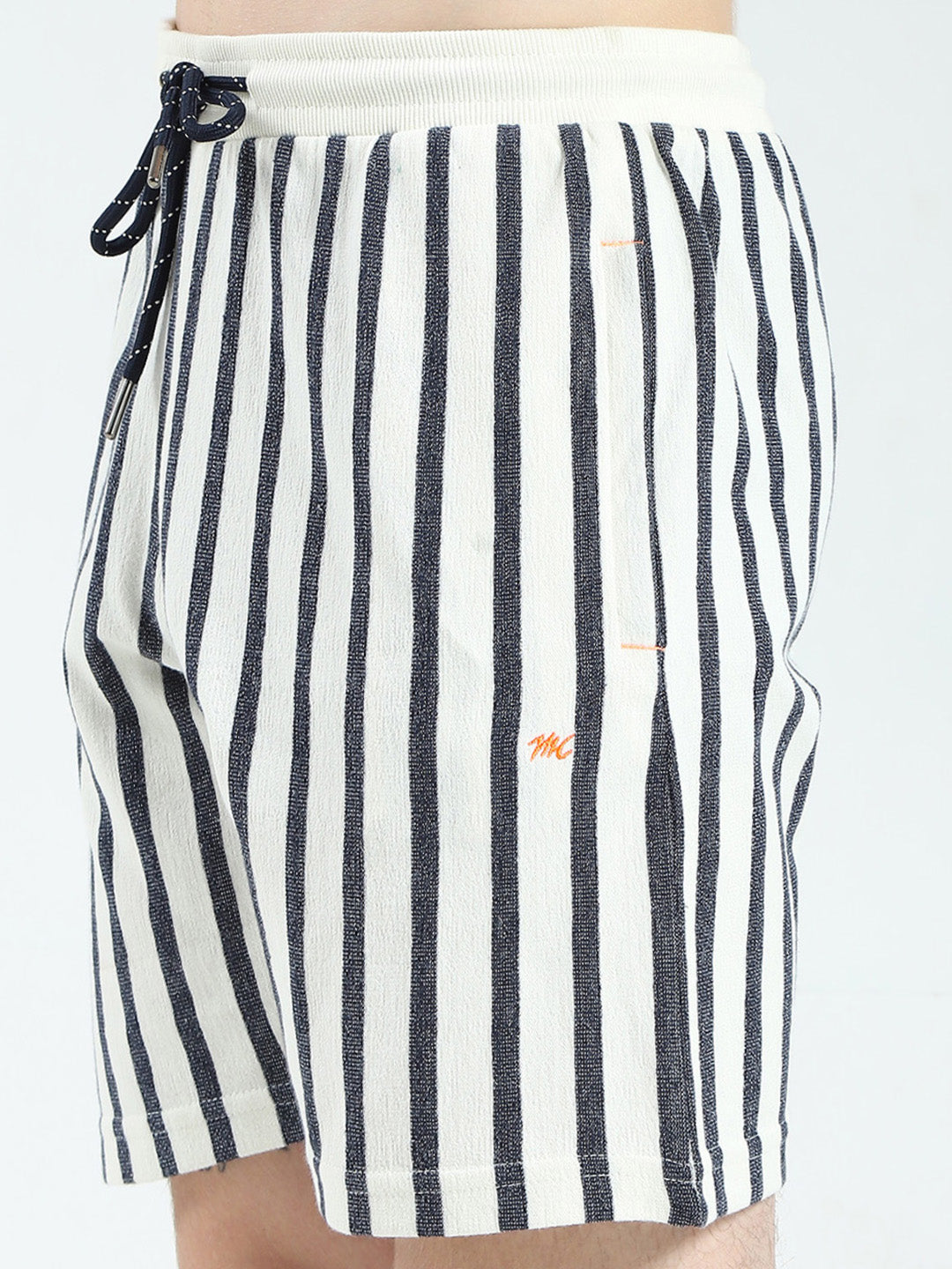 Men Off White Printed Collar Half Sleeve Bermuda Set