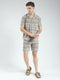 Men Brown Printed Collar Half Sleeve Bermuda Set