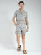 Men Green Printed Collar Half Sleeve Bermuda Set