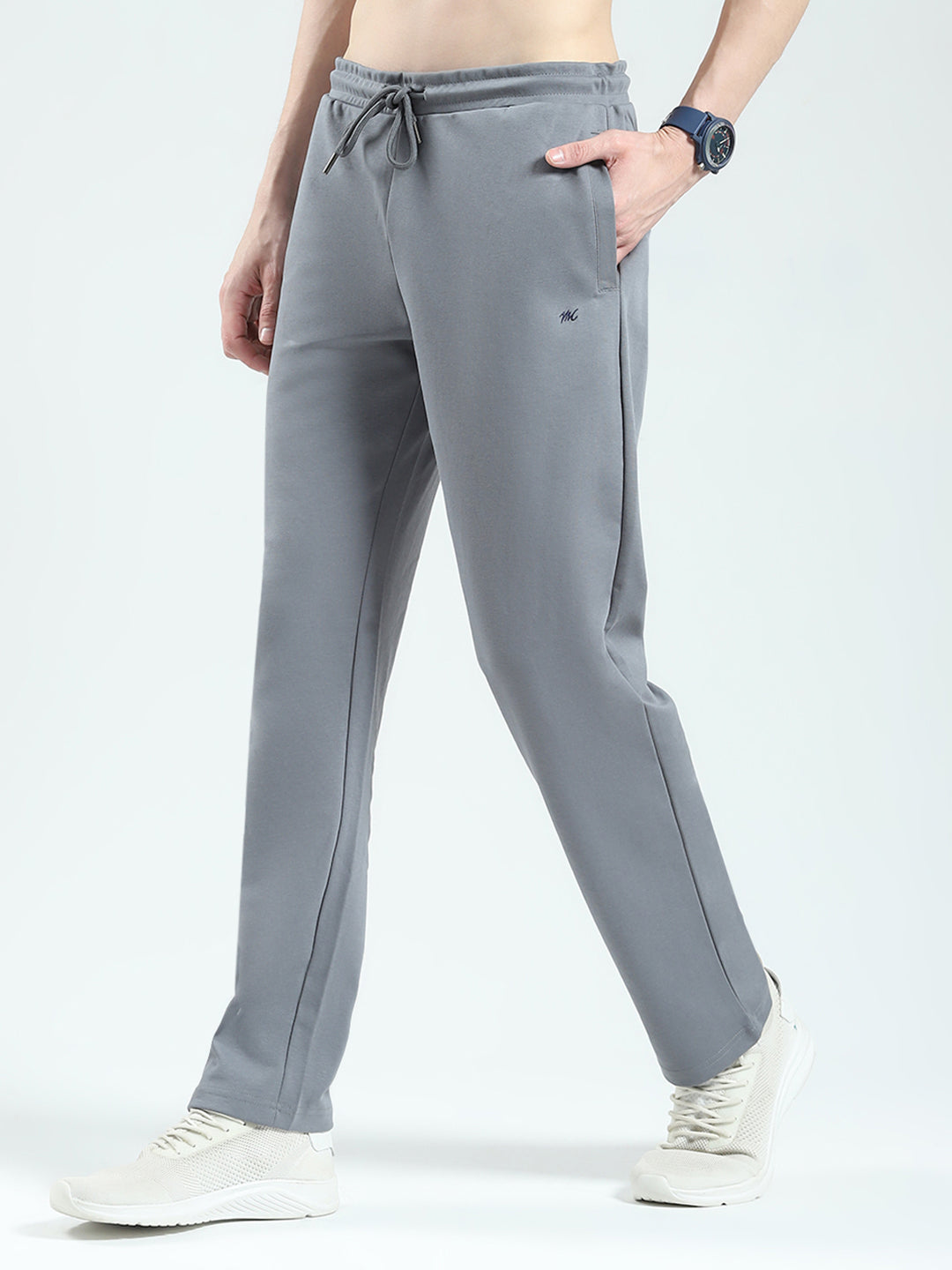 Men Grey Stripe Collar Half Sleeve Lower Set