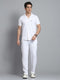 Men White Self Design Collar Half Sleeve Lower Set