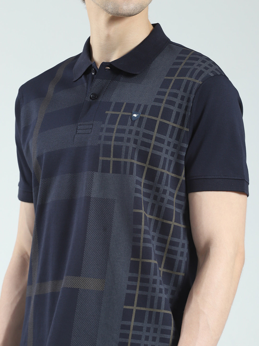 Men Navy Blue Printed Collar Half Sleeve Combo Set
