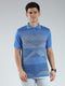 Luxuria Men Blue Stripe Collar Half Sleeve T-Shirt
