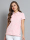 Women Pink Printed Collar Half Sleeve T-Shirt