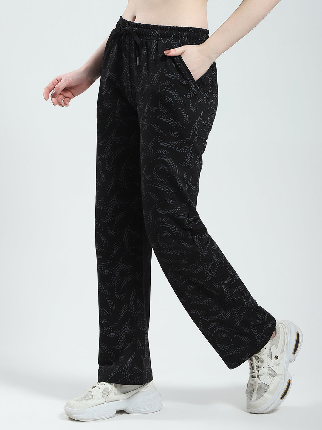 Women Black Printed Regular Fit Lower
