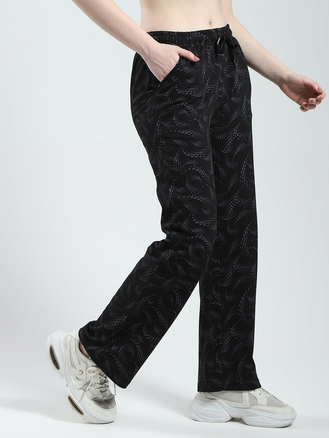 Women Black Printed Regular Fit Lower