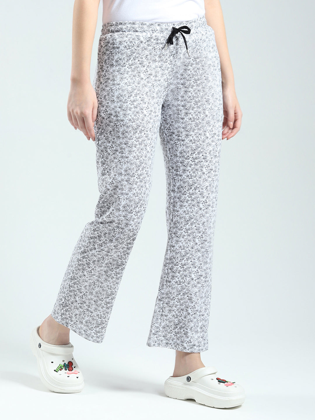 Women White Printed Regular Fit Lower