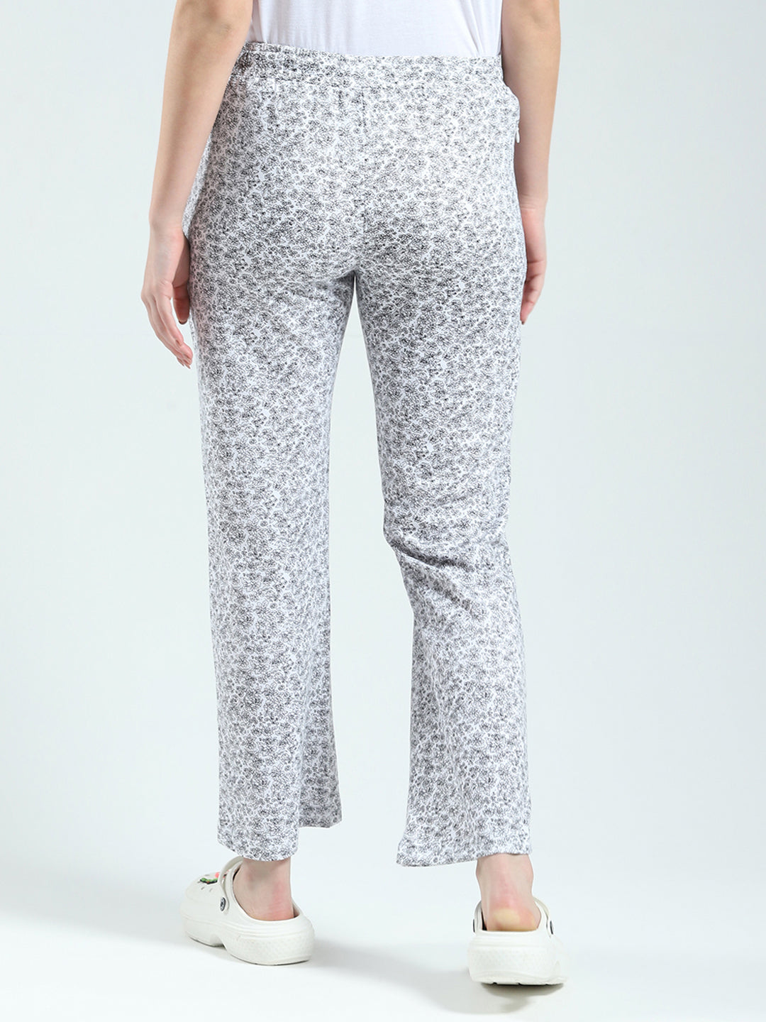 Women White Printed Regular Fit Lower