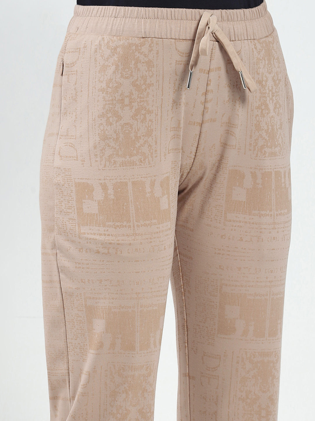 Women Khaki Printed Regular Fit Lower