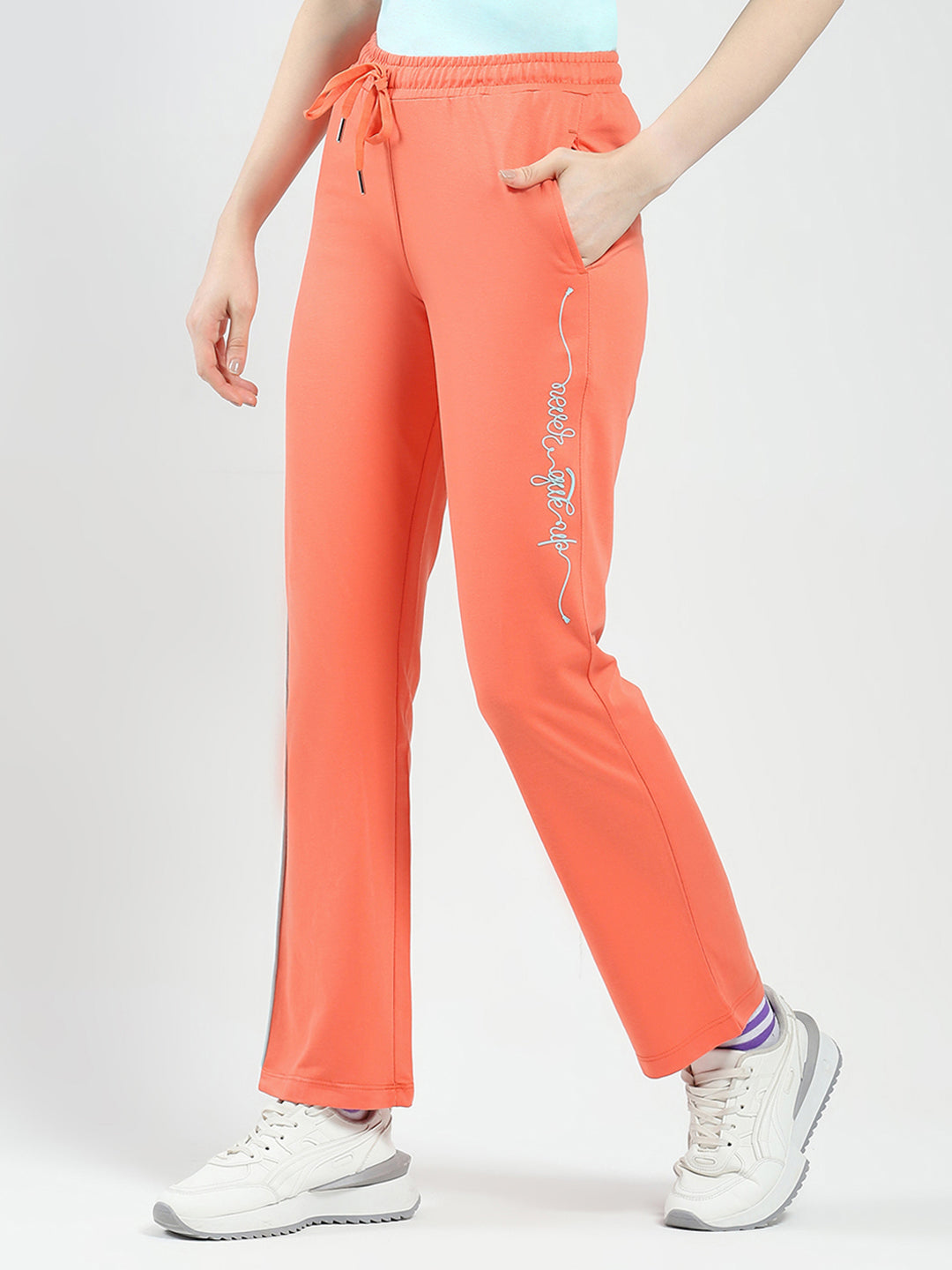 Women Orange Solid Regular Fit Lower