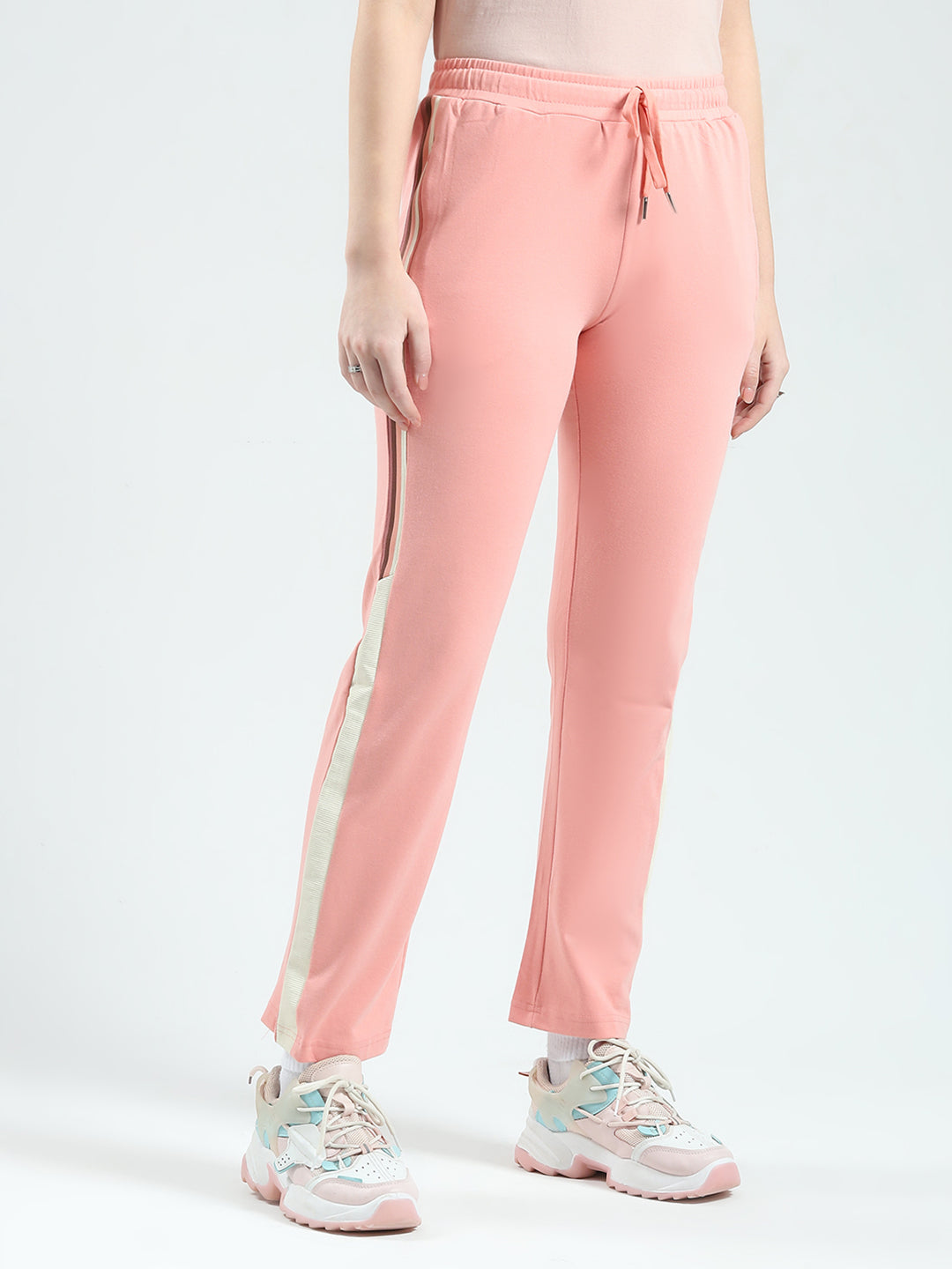 Women Peach Solid Regular Fit Lower