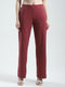 Women Maroon Self Design Regular Fit Lower