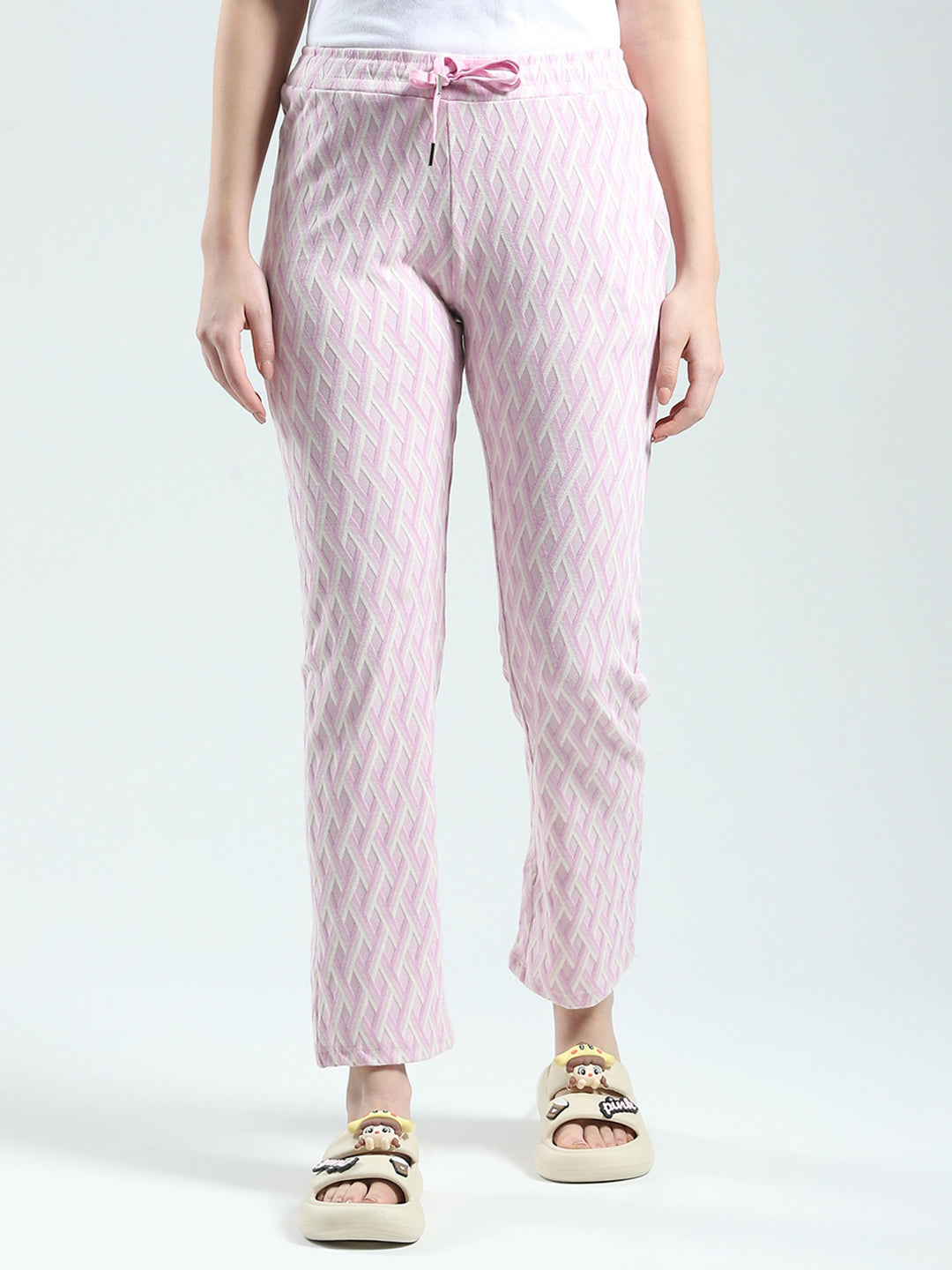 Women Purple Self Design Regular Fit Lower