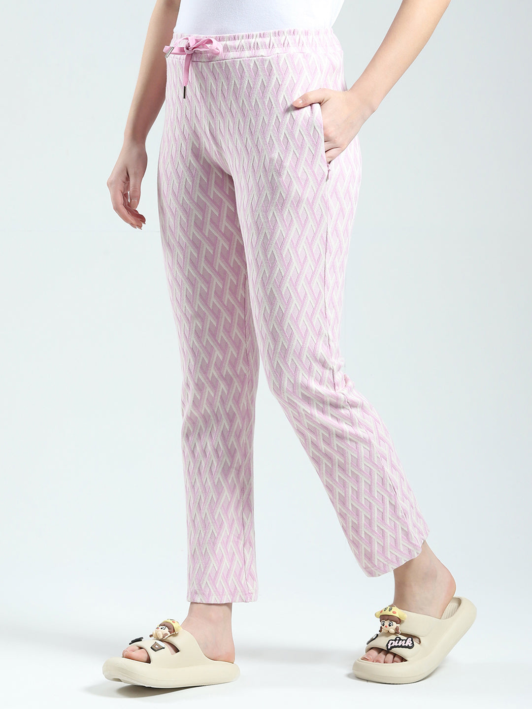 Women Purple Self Design Regular Fit Lower