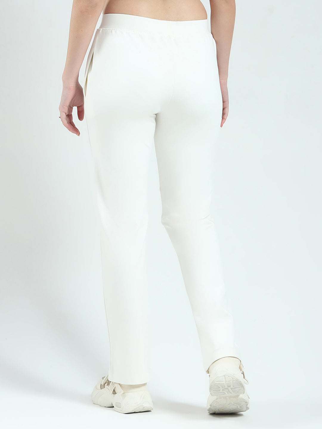 Women Off White Solid Regular Fit Lower