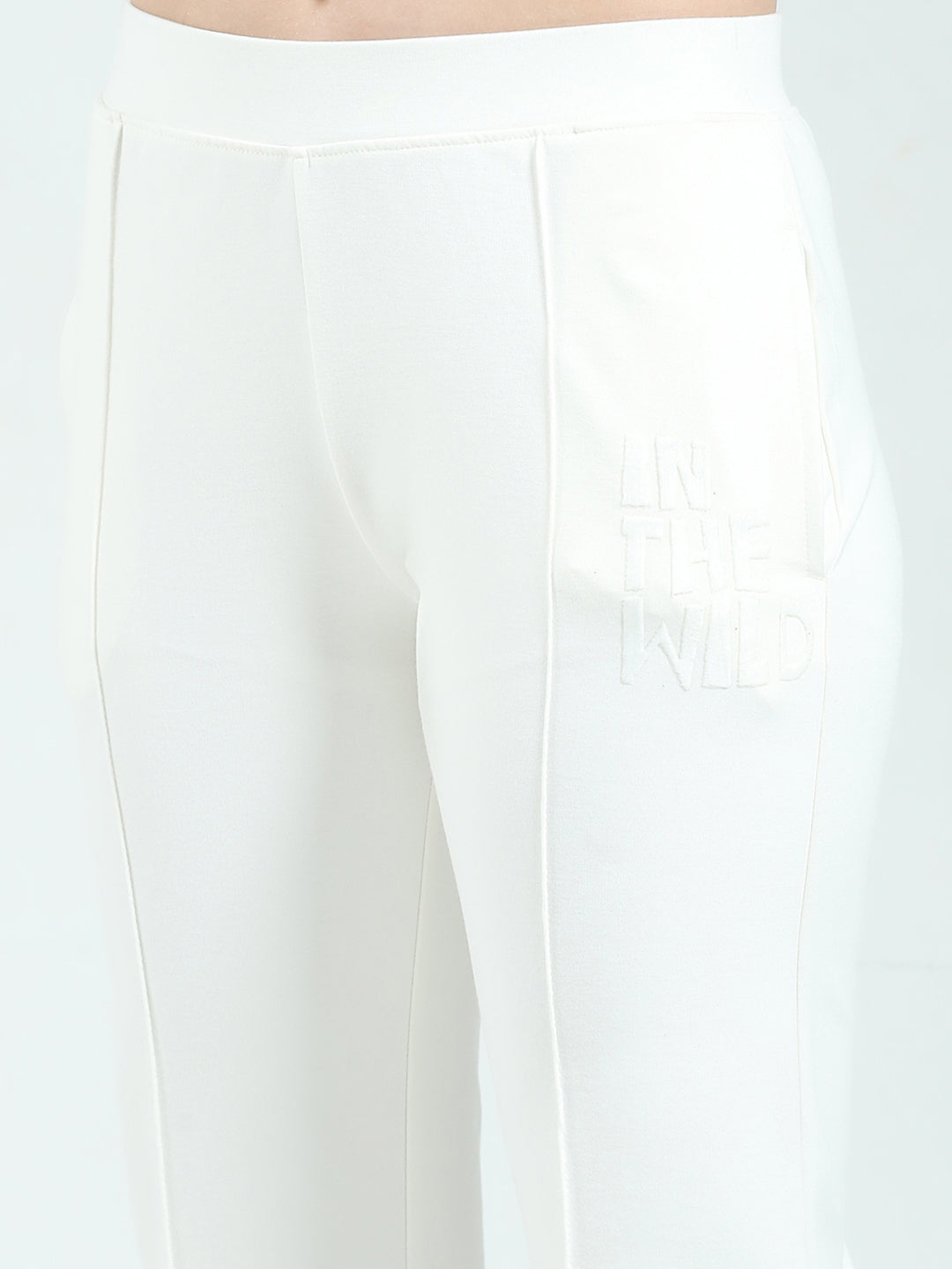 Women Off White Solid Regular Fit Lower