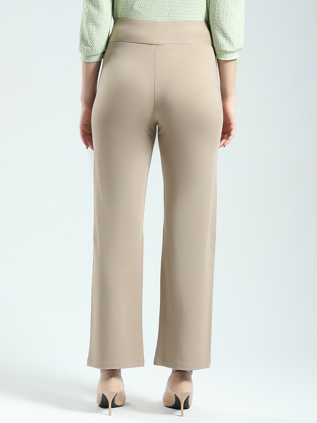 Women Beige Solid Regular Fit Jegging