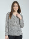 Women Black Printed V Neck Full Sleeve Top