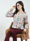 Women Green Printed Round Neck Full Sleeve Top