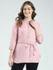 Women Pink Embroidered Round Neck 3/4th Sleeve Top
