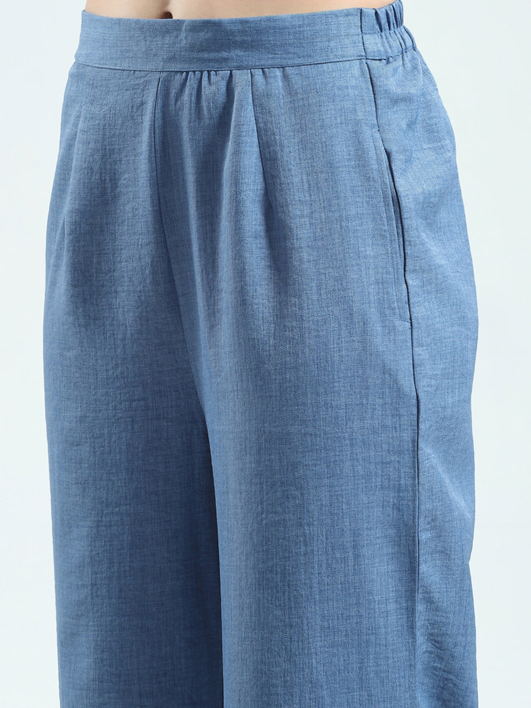Women Blue Printed Collar 3/4th Sleeve Cords Set