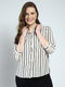 Women White Stripe Front Open 3/4th Sleeve Shirt