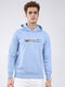 Men Sky Blue Printed Hooded Full Sleeve Sweatshirt