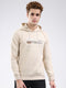 Men Beige Printed Hooded Full Sleeve Sweatshirt