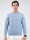 Men Sky Blue Solid Round Neck Full Sleeve Sweatshirt