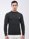 Men Charcoal Solid Round Neck Full Sleeve Winter T-Shirt